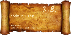Koós Elek névjegykártya